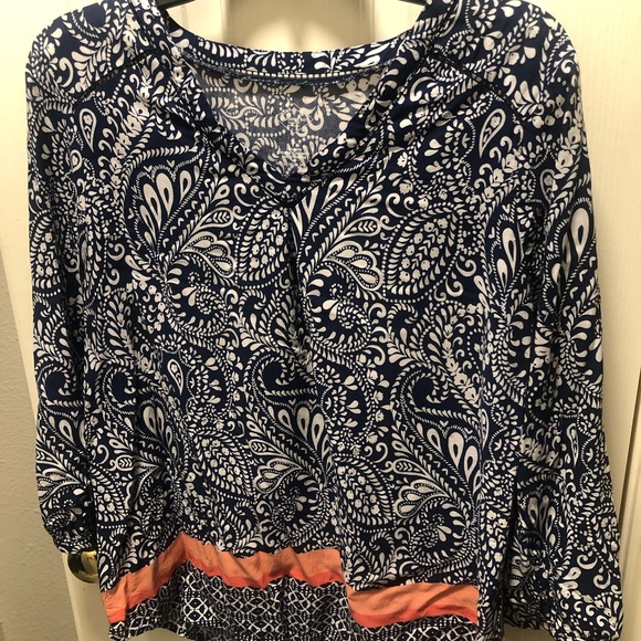 St Johns Bay Ladies Blouse, Large, Paisley, Blue - Picture 1 of 3
